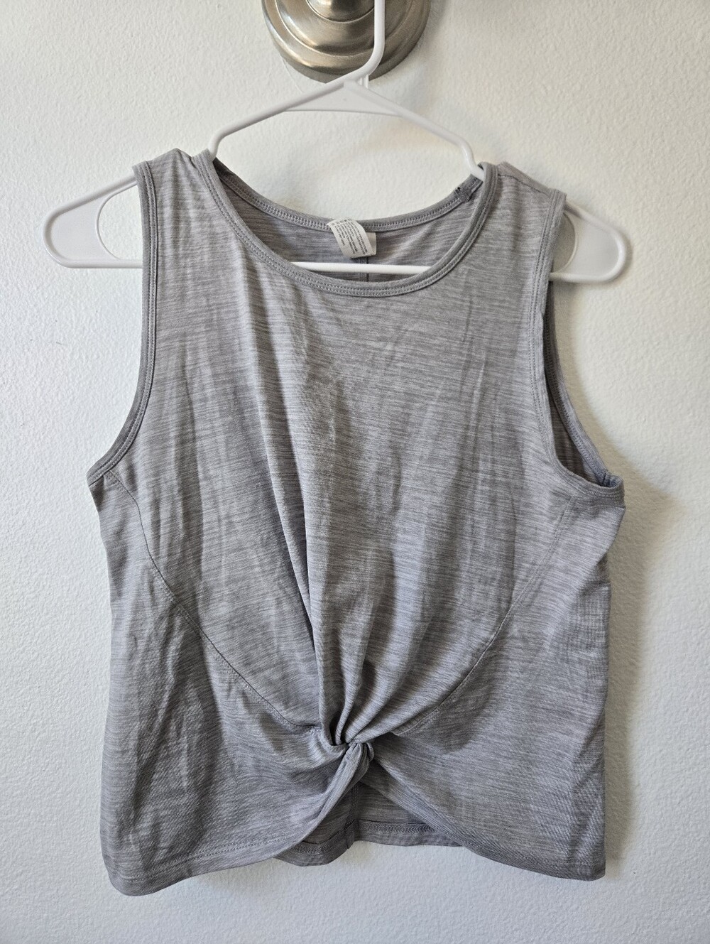 90 Degree By Reflex Heather Gray Twist-Front Tank Top
